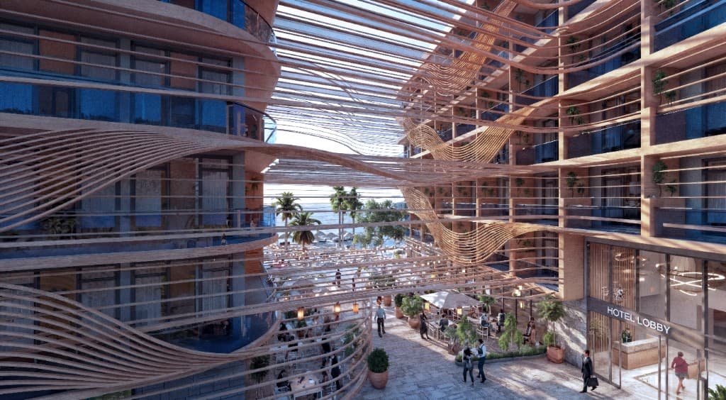 Hotel Juzno More courtyard and lobby connection