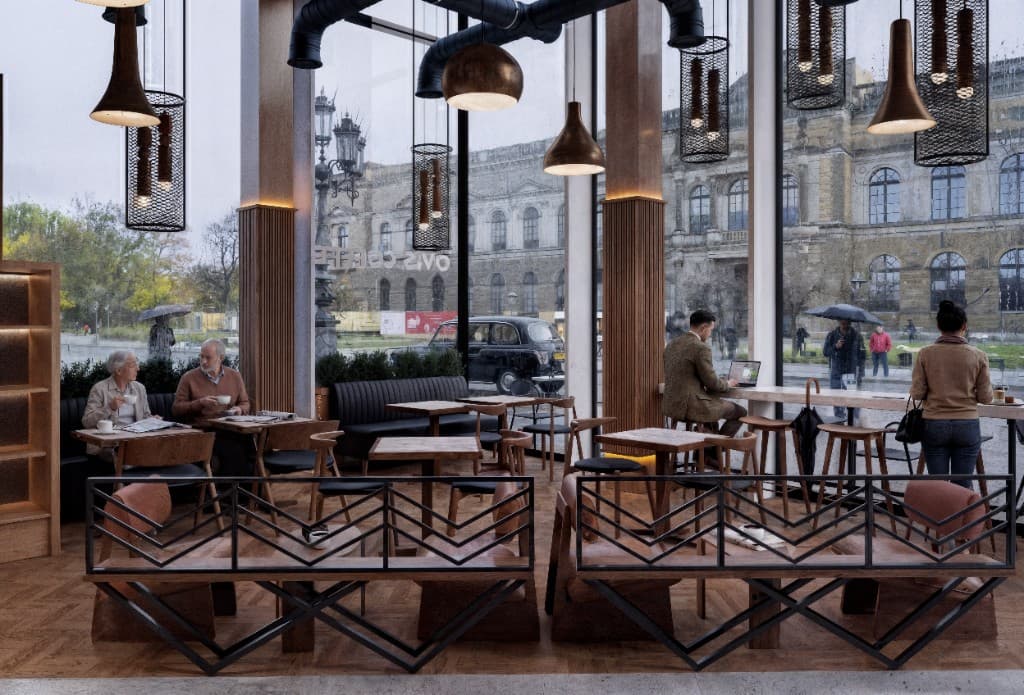 Ovis Coffees pencere önü oturma alanı